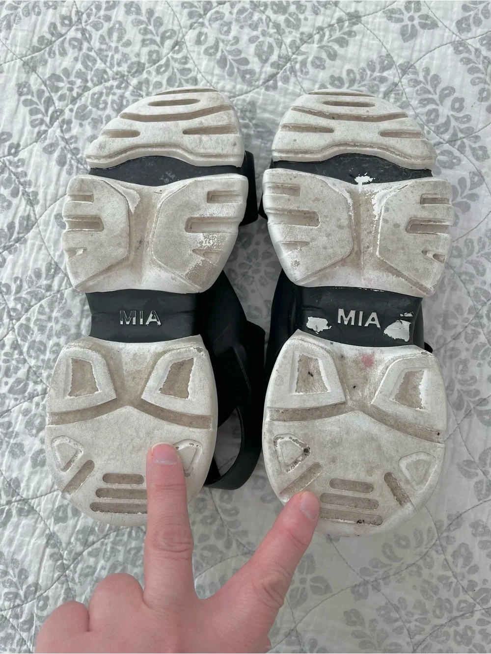 8 MIA Black Platform Sandals with White Sole